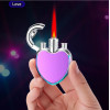 Портативная креативная модная металлическая Бутановая газовая зажигалка Love, Крутое красное пламя, Женский прикуриватель, мужской подарок, маленький и милый