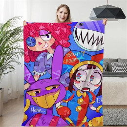Флисовое одеяло The Amazing Digital Circus в стиле аниме, ультра-мягкое многофункциональное покрывало для дивана, дорожное покрывало, домашний декор