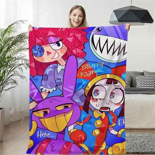 Флисовое одеяло The Amazing Digital Circus в стиле аниме, ультра-мягкое многофункциональное покрывало для дивана, дорожное покрывало, домашний декор