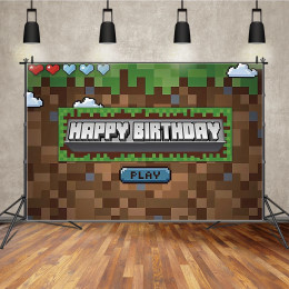 Pixel Game украшения с днем рождения фон 3D вечерние украшения для мальчиков баннер плакат фон фотосессия Фотозона