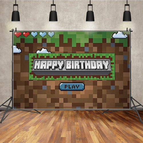 Pixel Game украшения с днем рождения фон 3D вечерние украшения для мальчиков баннер плакат фон фотосессия Фотозона
