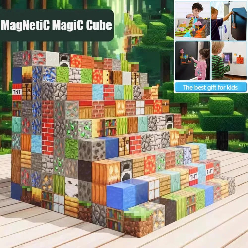 Обновление, магнитные строительные блоки, игрушка, набор Mine Magnet World для мальчиков и девочек, STEM, сенсорные кубики Монтессори для малышей