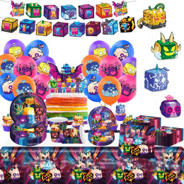 Blox Fruits, поставка для дня рождения, одноразовый баннер, топпер для торта, подвесной флаг, набор воздушных шаров с фруктами Blox, украшение для торта на день рождения