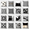 Черные Геометрические полосы 45x45 см, серия асимметричных рисунков, наволочка, квадратная подушка, украшение для дома, офиса, спальни