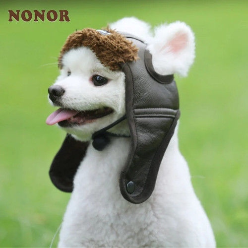 NONOR теплая шапка-пилот для собак, кожаная шапка для собак для больших щенков, шапки, забавная шапка для косплея, шапка для собак, рождественский подарок для собаки, S-2XL