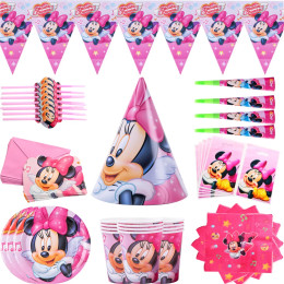 Подарочные пакеты Disney Pink Minnie товары для тематической вечеринки"мышь", бумажные стаканчики и тарелки, соломинки, декор для дня рождения девочки