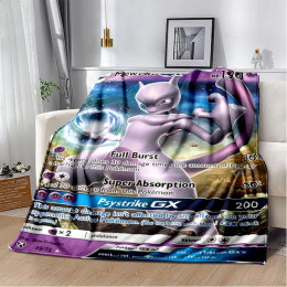 2025 New Pikachu Pokemon Gold Cards Cartoon Gift Soft Plush Blanket,Flannel Throw Blanket for Living Room Bedroom Bed Sofa Kids