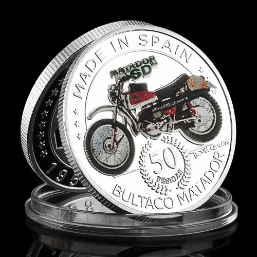 Испания Bultaco Matador Сувенирная посеребренная монета Коллекционный подарок Сделано в Испании Коллекция Искусство 1 шт. Памятная монета