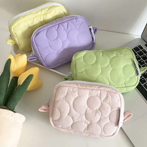 Ins милые тканевые сумки ярких цветов, косметичка для женщин и девочек, Airpods, канцелярские принадлежности, карандаш на молнии, ювелирные изделия, кавайная косметичка