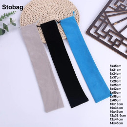 StoBag 50 шт. оптовая продажа, длинный бархатный мешок на шнурке, фланелевая упаковка для хранения ювелирных изделий и подарков, портативный пакет, карманный органайзер