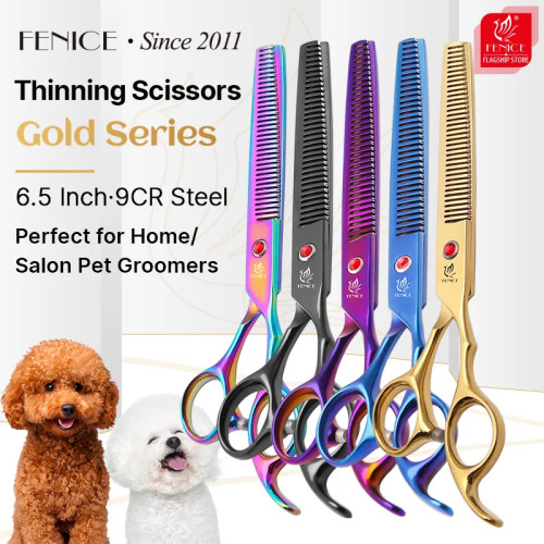Новый дизайн, профессиональные ножницы для груминга собак Fenice 9cr, 6,5 дюйма, филировочные ножницы