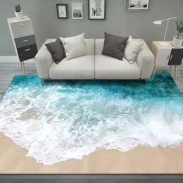 3D приморские пейзажные ковры, современное украшение для дома, большой ковер для гостиной, дивана, ковер для спальни, гостиной, напольный коврик, моющийся