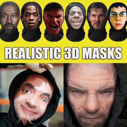 Забавный 3D узор, реалистичная маска, эластичная сетка, полнолицевая маска для мужчин и женщин, головной убор для косплея на Хэллоуин, хитрый капюшон, вечерние реквизит для косплея