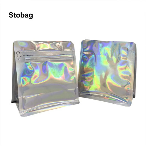 StoBag 50 шт. лазерная прозрачная упаковочная сумка для кофейных зерен с клапаном, герметичная Подставка для хранения