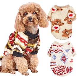 Autumn Winter Dog Clothes for Small Dogs Cats Chihuahua Schnauzer Puppy Warm Plush Ethnic Style Sweater Pet Pullovers Outfits
