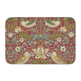 William Morris Strawberry Thief красный напольный дверной коврик для ванной и кухни, противоскользящий уличный коврик с цветочным принтом, ковер для входа в гараж