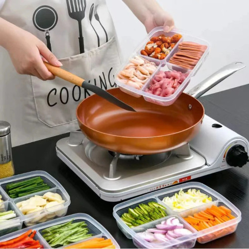 4-решетки, ящик для хранения продуктов питания, фруктов, портативное отделение, холодильник, морозильная камера, органайзеры, мясо, лук, имбирь, прозрачный, четкий