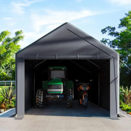 Carport 10x20 футов сверхмощный навес со стальным навесом для хранения, портативная палатка для гаражных вечеринок, всесезонный брезент для Carport (серый)