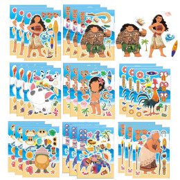 Disney Moana 2, наклейки-головоломки для лица, сувениры для вечеринки, подарки, сделай сам, мультяшная наклейка, сумка для подарков, пиньята, наполнители, украшение для вечеринки