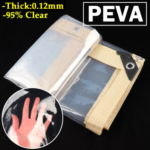 Thickness 0.12mm Clear PEVA Rainproof Cloth Patio Pergola See Through Tarp Curtain Home Window Keep Warm Film Outdoor Tarpaulin