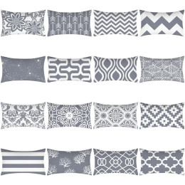 Grey Geometry Cushion Cover 30X50 Mandala Pillowcover Polyester Sofa Cushions Decorative Throw Pillows Home Decor Pillowcase
