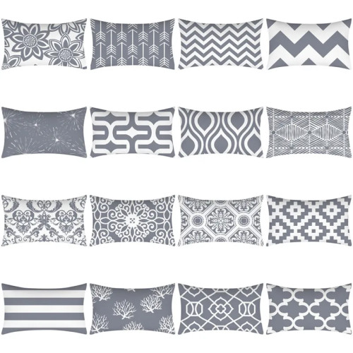 Grey Geometry Cushion Cover 30X50 Mandala Pillowcover Polyester Sofa Cushions Decorative Throw Pillows Home Decor Pillowcase