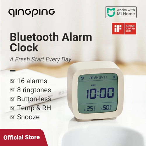 Умный Цифровой Будильник Qingping с Bluetooth и несколькими будильниками, с дисплеем температуры и влажности для спальни, настольные часы
