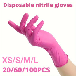 XS/S/M/L розовые нитриловые перчатки одноразовые бытовые перчатки эластичные без латекса водонепроницаемые прочные многофункциональные чистящие средства