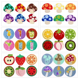 SDOYUNO Punch Needle Coaster Kit Food Easy DIY Punch Needle Набор для вышивания для начинающих Набор для вышивки крестом Украшение дома