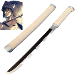Demon Slayer Косплей Hashibira Inosuke Bamboo в сборе 24 дюйма Katana Kimetsu no Yaiba Hagashi Akihito Weapon 60 см Модель меча