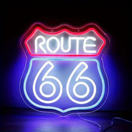 Неоновая вывеска Historic Route 66, Неоновые огни Home Art Man Cave, для спальни, домашнего офиса, отеля, кафе, комнаты отдыха, Настенный декор