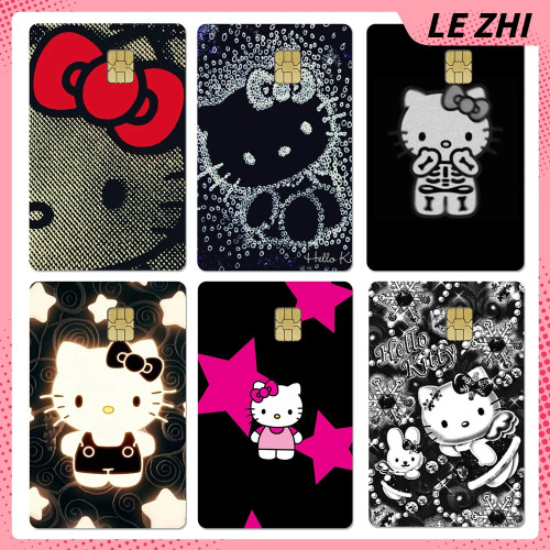 Kawaii Girly Heart мультфильм аниме Hello Kitty наклейки для кредитных карт Y2K Sanrio ПВХ водостойкая наклейка на кожу украшение