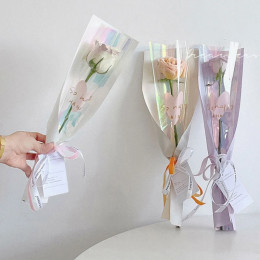 10 шт., одна роза с рукавами, упаковочная сумка для цветов, упаковочные пакеты для букетов, прозрачные целлофановые цветочные упаковки на День святого Валентина