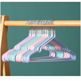 10pcs Non-Slip Clothes Hanger Rubber Coated with Round Notches Coat Suit Rack Heavy Duty Metal Dress Holder Household