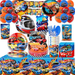 Hot Wheels украшение для дня рождения, одноразовая посуда, для маленьких мальчиков и девочек, для гоночных автомобилей, бумажные тарелки, чашка, скатерть