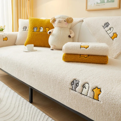 Зимняя утолщенная диванная подушка из овечьей шерсти, плюшевая подушка для сиденья, новый роскошный чехол для дивана в скандинавском стиле оптом