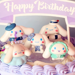 Фигурки героев мультфильма Cinnamoroll 5 шт., милые Мультяшные фигурки периферийных персонажей, настольное украшение для комнаты, подарок для детей