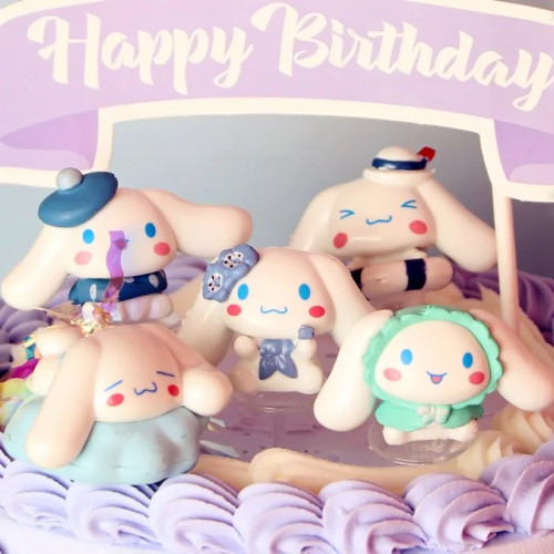 Фигурки героев мультфильма Cinnamoroll 5 шт., милые Мультяшные фигурки периферийных персонажей, настольное украшение для комнаты, подарок для детей