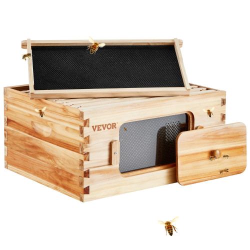 SucceBuy Bee Hive Starter Kit Deep Box, 100% покрытие пчелиным воском, натуральное кедровое дерево, набор улей на языковой толщине, прозрачный акрил