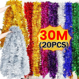 1,5-30 м Рождественская лента, гирлянда, трость, фольга, мишура, блестящая металлическая рождественская елка, упаковочные ленты, украшения, сделай сам, декор для новогодней вечеринки