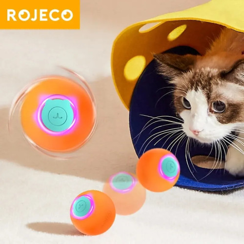 ROJECO умные игрушки для кошек, интерактивный прыгающий мяч для кошек, автоматический вращающийся мяч, тренировка 360° °   Автоматически вращающаяся электрическая игрушка для домашних животных
