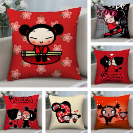 Kawaii P-Pucca аниме наволочка короткие плюшевые наволочки диван декоративный подарок домашний двусторонний чехол для подушки с принтом