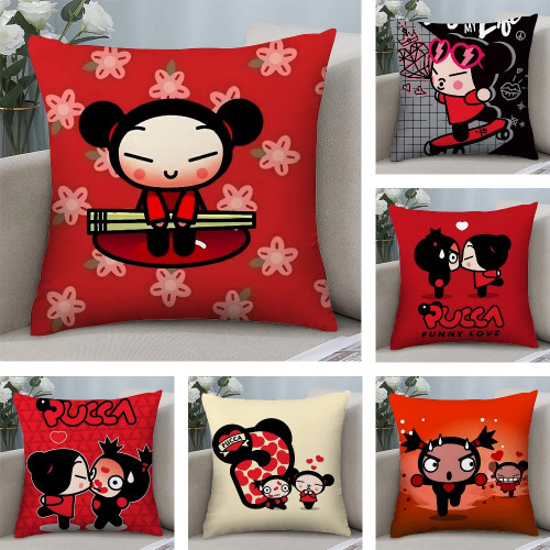 Kawaii P-Pucca аниме наволочка короткие плюшевые наволочки диван декоративный подарок домашний двусторонний чехол для подушки с принтом