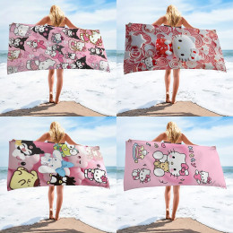 Пляжное полотенце Hello Kitty Red - Pink Swirl, махровые банные полотенца из микрофибры для йоги, путешествий, плавания, фитнеса и кемпинга