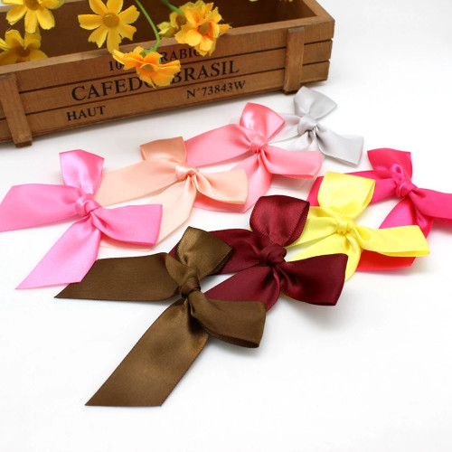 20 / 50 PCS 85 * 85 мм розовый атласный ленточный бант декоративный бант ремесленные изделия маленькие банты подарочные цветы свадебный бант ручное изготовление