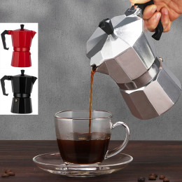 Кофеварка, алюминиевый мокко, перколятор для эспрессо, кофейник, чайник Cafetera, домашняя уличная плита, инструменты для кафе, серебристый, красный, черный