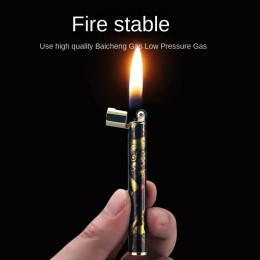 HONEST Fine Butane Газовая Зажигалка Мини Открытое Пламя Металлический Портативный Шлифовальный Круг Персонализированная Зажигалка