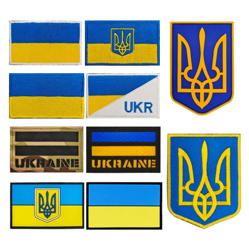 Резиновая нашивка Украина из ПВХ, золотой трезубец, синий и желтый флаг Великобритании, вышитая волшебная шляпа, значок, рюкзак, декоративные тканевые наклейки