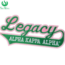 Фетровый Legacy ALPHA KAPPA ALPHA для женского общества, железная нашивка, розовая и зеленая, красивая нашивка для университетской толстовки