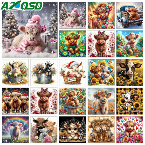 Алмазная живопись AZQSD, фантазия, домашний декор, тигр, панда, вышивка, кот, черепаха, Набор для вышивки крестиком, 30x30 см, круглая вышивка